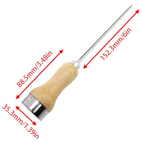 Stainless Steel Ice Pick Tool with Wooden Handle for Ice Breaking