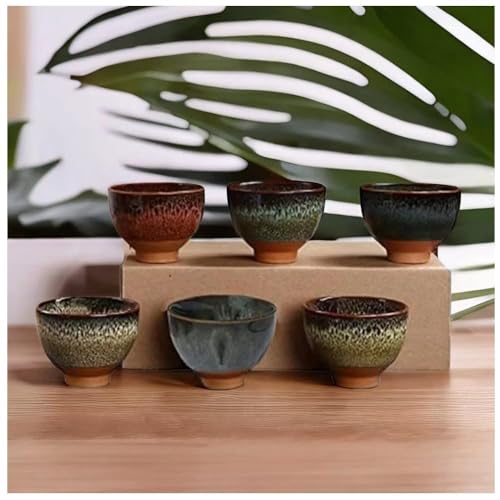 6PCS Handmade Ceramic Tea & Sake Cups Set - Japanese Pottery Collection