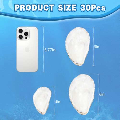 30 Pcs Natural Large Oyster Shells (4-5 Inch) for DIY Crafts & Decor