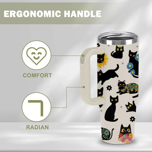 xiiai Cat2 30oz Tumbler with Handle, BPA-Free Steep Straws Leak-Proof Lid