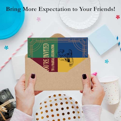 Wizard Birthday Party Invitations with Envelopes, 4x6 Inch Fill-in Cards
