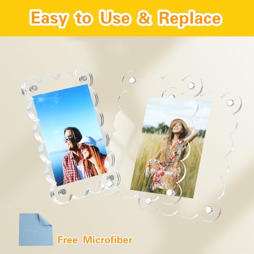 10-Pack Scalloped Acrylic Magnetic Picture Frames for Fridge - 2.36 x 3.54 Inch