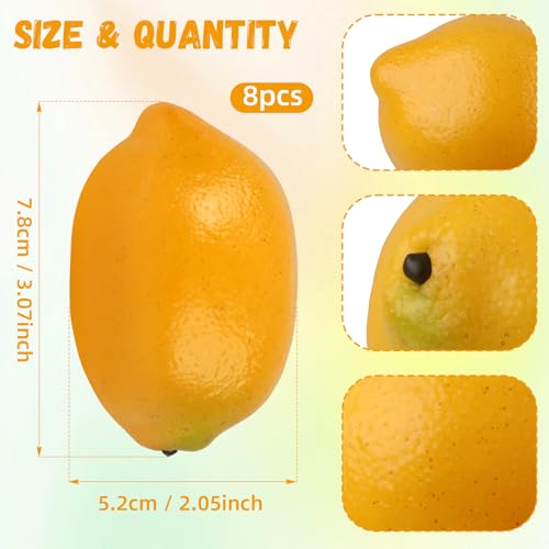 8 Pcs Artificial Lemons - Realistic Faux Fruit Decoration