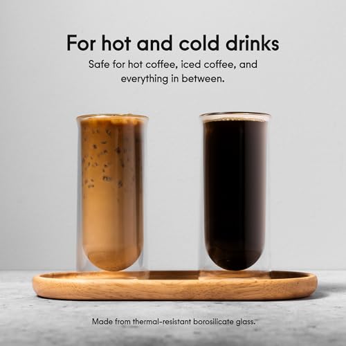 Double-Walled Borosilicate Glass Coffee Mugs - 15.5oz Smoke (Set of 2)