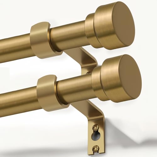 2 Pack Adjustable Curtain Rods, 48-84 Inch Heavy Duty Brass Window Rods