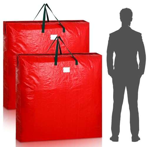 2 Pcs 48 Inch Christmas Wreath Storage Bags with Handle - Red, Waterproof