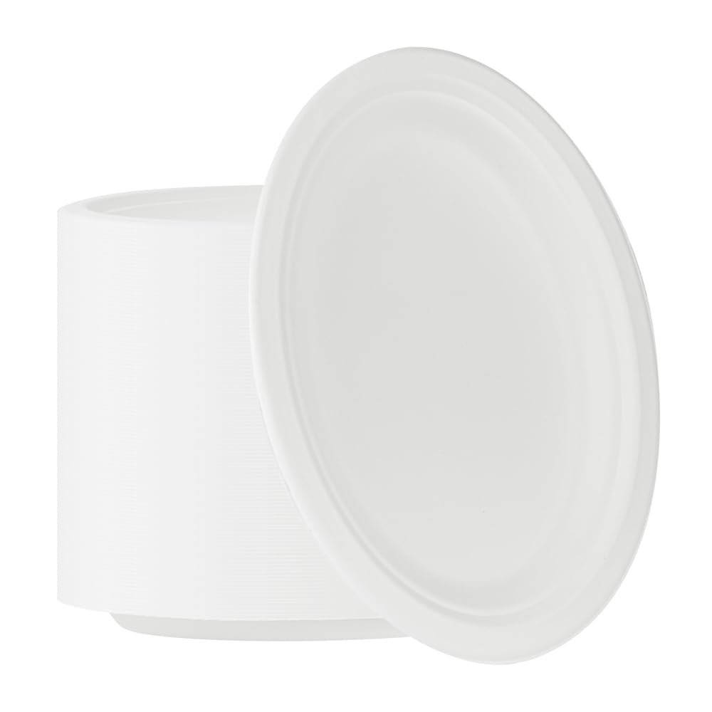 Restaurantware Pulp Safe No PFAS Added 10.4 x 7.8 Inch Medium Oval Plates 100 Disposable Plates - Home Compostable Microwavable And Freezable White Bagasse Plates For Hot And Cold Foods