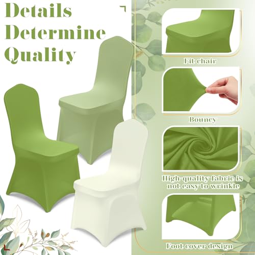 12 Pcs Sage Green Folding Chair Covers - Stretchy, Washable, Durable