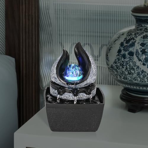 Tabletop Water Fountain with LED Rolling Ball - Zen Desktop Decor