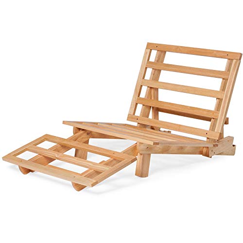 Twin Size Convertible Futon Lounger with Microfiber Mattress - Solid Wood