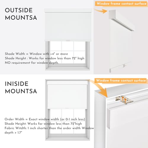 Cordless Blackout Roller Blinds with Valance - 46"W x 72"H, UV Protection & Thermal Insulation