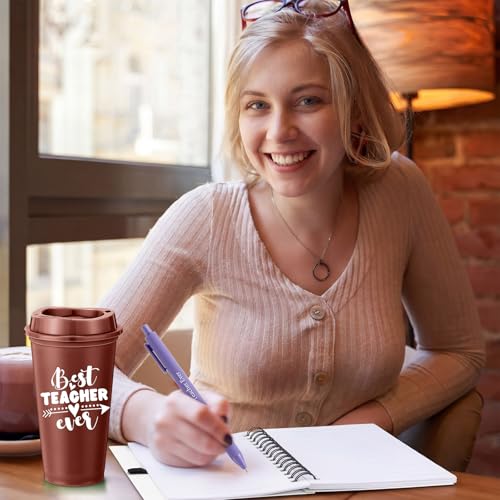 Thanks Teacher Gift Set Morandi - 72 Pcs Bulk Appreciation Gifts with Coffee Cups Notebooks & Pens