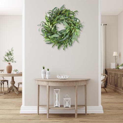 22-Inch Artificial Olive Wreath with Fruit for Front Door and Home Decor