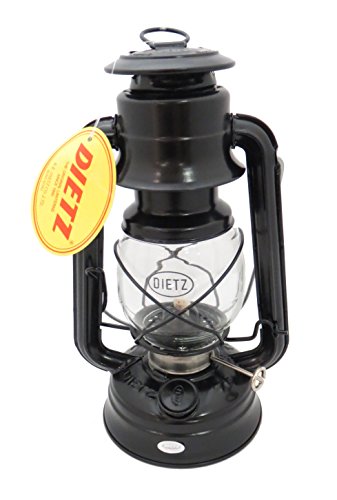 Classic Oil Burning Lantern in Black - 10" Vintage Camping & Emergency Lamp