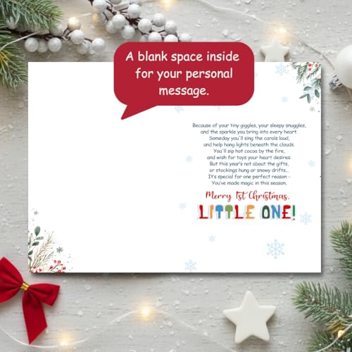 Baby First Christmas Card - Cute 1st Holiday Greeting for Boy or Girl with Envelope - BlinkWishes