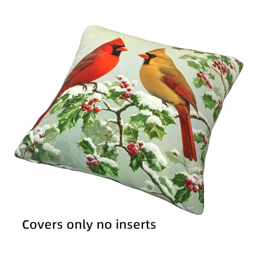 Verdiqor Cardinal Pillow Covers Set of 4 18x18 Inch Christmas Holiday Decor