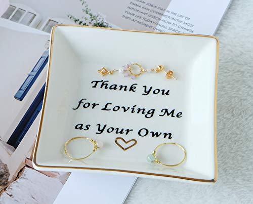 Mother in Law Stepmom Gift Ceramic Ring Dish with Heartfelt Message, Jewelry Organizer
