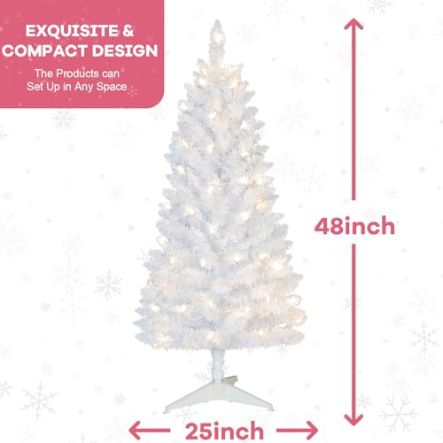 4ft Pre-Lit White Artificial Christmas Tree with Warm White Lights