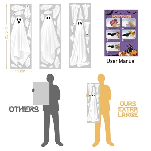 Large Ghost Window Clings - Reusable Halloween Decor - 35.5"