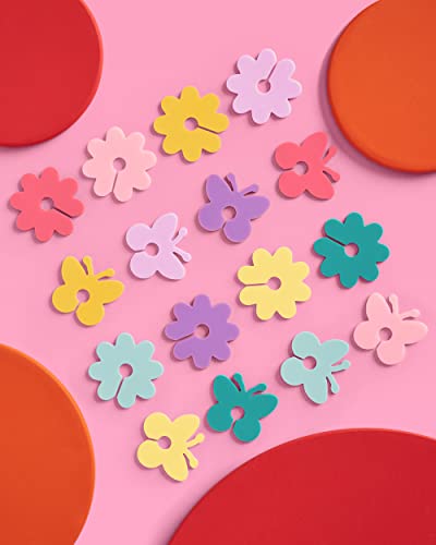 Pastel Butterfly & Flower Drink Markers Set - 16 Reusable Silicone Party Decor