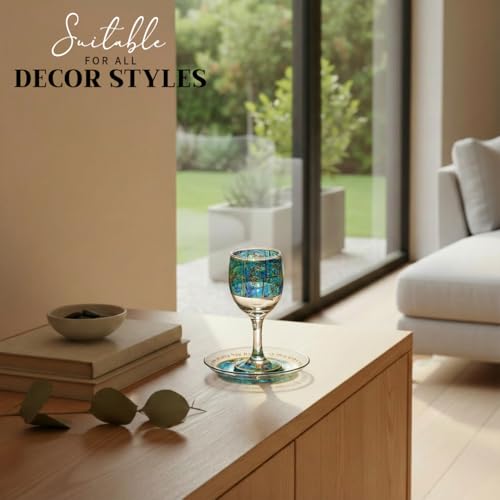 Glass Kiddush Cup Set with Matching Base – Modern Shabbat Ritual Goblet