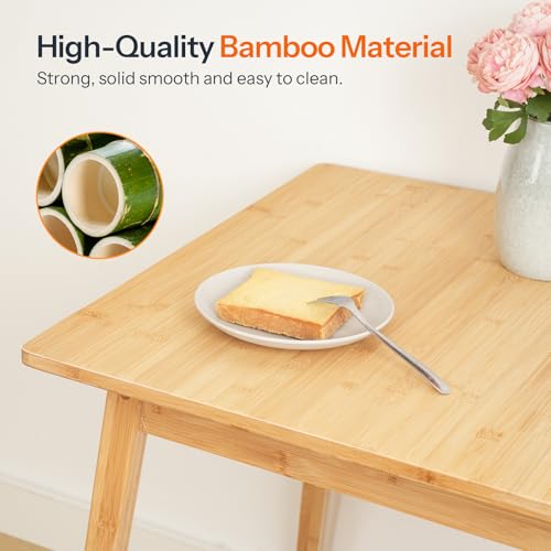 Square Bamboo Dining Table for Small Spaces, 27.6-Inch Compact Kitchen Table