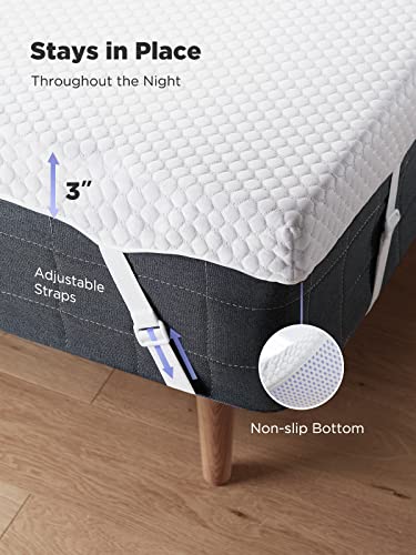 PERLECARE 3-Inch Gel Memory Foam Mattress Topper - Queen Bed Soft Cooling Pad