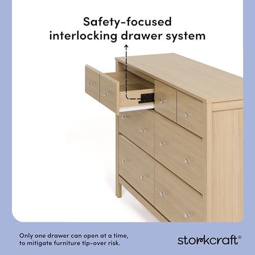 6-Drawer Nursery Dresser, Modern Wood Bedroom Storage with Safety Interlock
