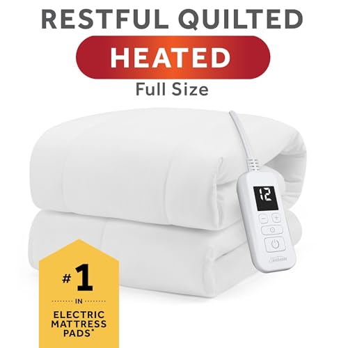 Heated Mattress Pad Full Size with 12 Heat Settings and Quilted Fabric