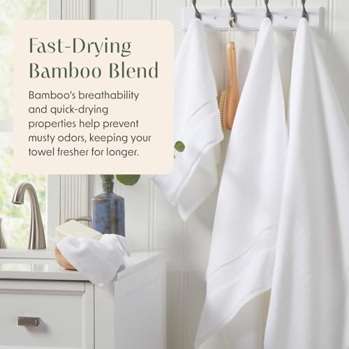4-Pack Bamboo Rayon & Cotton Bath Towel Set, Ultra Soft & Absorbent