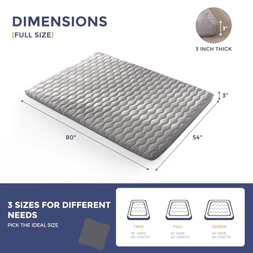 Japanese Floor Futon Mattress, 3-Inch Thick Foldable Sleeping Pad, Full Size