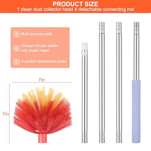 Cobweb Duster with Extension Pole - 59-Inch Extendable Spider Web Brush