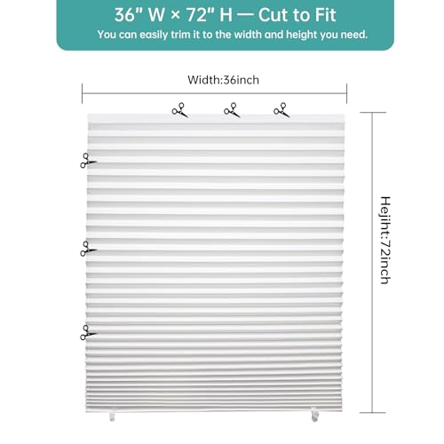 6 Pack Temporary Pleated Paper Shades | Cut to Size, Adhesive, No Tools