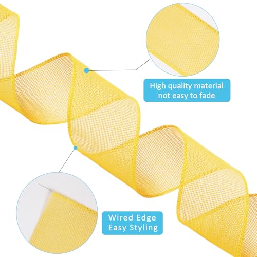 LaRibbons Yellow Burlap Wired Ribbon 2.5in x 12yd - Gift Wrap & Craft Ribbon