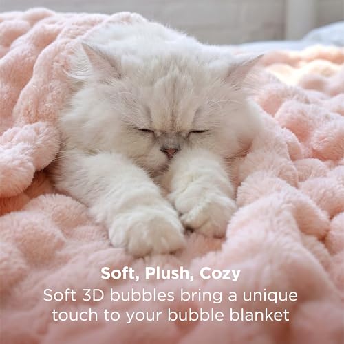 3D Bubble Fleece Throw Blanket - Soft Lightweight Queen Bed Blanket
