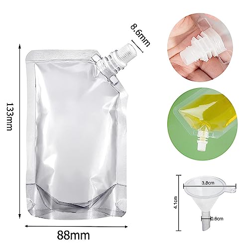 SKYPRO 100ml Reusable Drinking Flask - 3oz Transparent, Leak-Proof, Heat & Cold Resistant with Funnel (Set of 10)