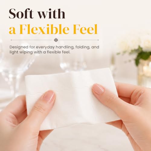 4.5x4.5 Inch White 2-Ply Cocktail Napkins - 1200 Count (12 Packs of 100) for Weddings & Parties