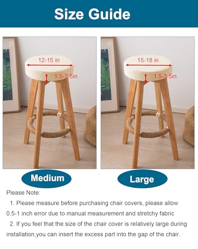 Waterproof Bar Stool Covers - Round Slipcovers for 15-18 In Stools, Beige