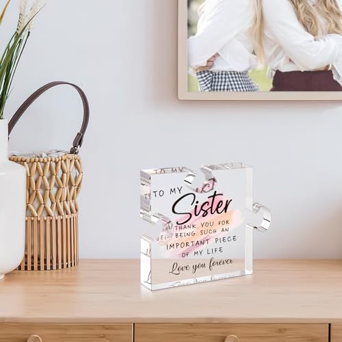Sister Puzzle Plaque Acrylic Desk Decor - Meaningful Birthday Gift
