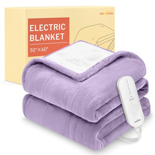 HOMLYNS Purple Heated Throw Blanket with 5 Heat Settings & 3-Hour Timer