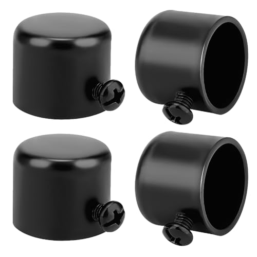 4 Pcs Curtain Rod End Caps for 3/4 Inch Poles, Black Iron Finials