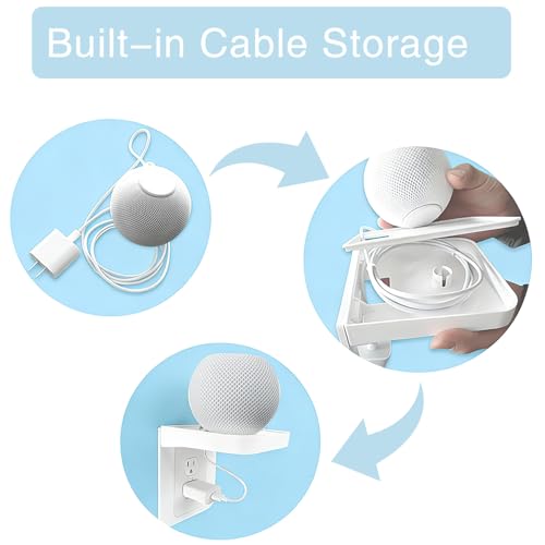 Wall Outlet Shelf with Cord Storage for Bathroom and Kitchen