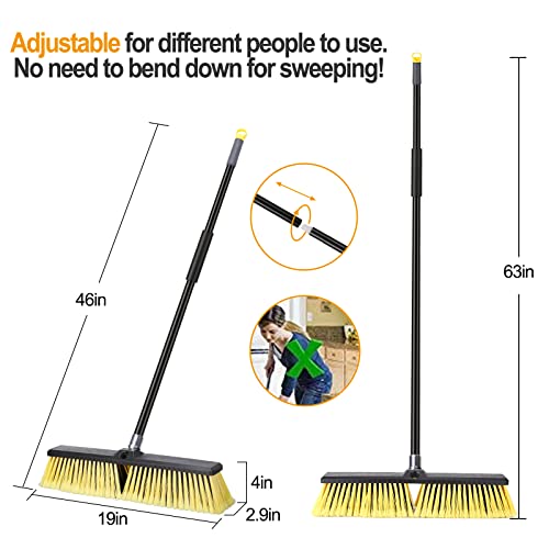 KeFanta 18 Inches Push Broom Outdoor- Heavy Duty with 63" Long Handle