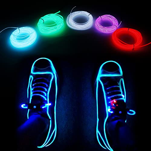 Flexible EL Wire Neon Light Kit, 9.84ft Battery Operated Glowing Wire