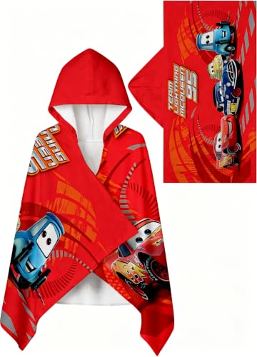Cars Printed Soft Microfiber Hooded Towel Wrap, 28 x 55 Inch Absorbent