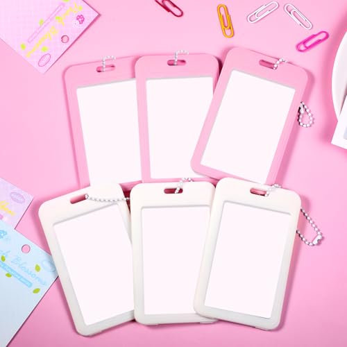 6 Pcs Photocard Holder Keychain Set with Decorative Stickers for DIY