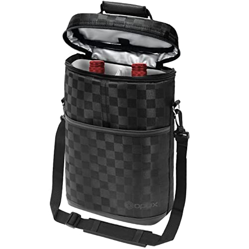 2 Bottle Insulated Wine Carrier Tote - Leakproof Portable Travel Cooler Bag