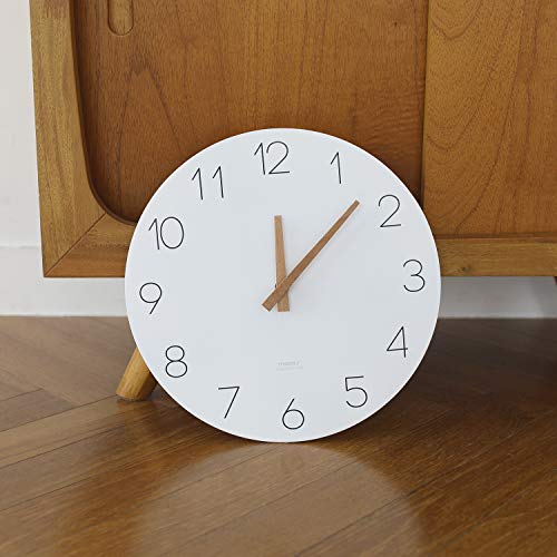 12-Inch Silent Wooden Wall Clock, Minimalist Non-Ticking Modern Analog Clock
