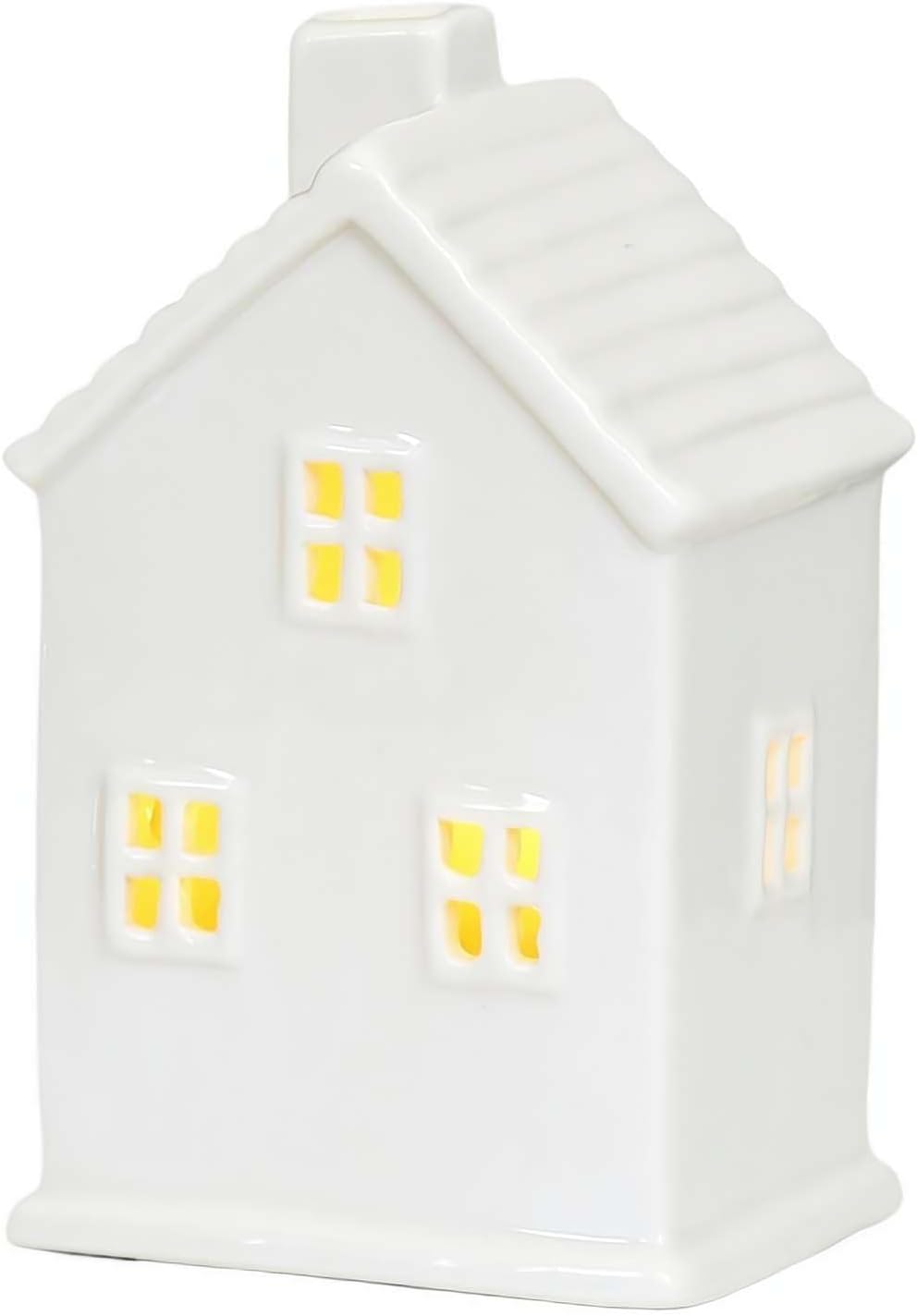 Regine Switzerland Christmas Village Houses - Illuminated White Ceramic Set with Remote Control | Rustic Holiday Decor for Tabletop Display