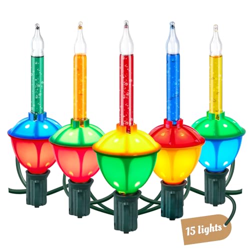 Christmas Bubble String Lights 15.5FT Multi-Color Bulbs - 5 Color Variations